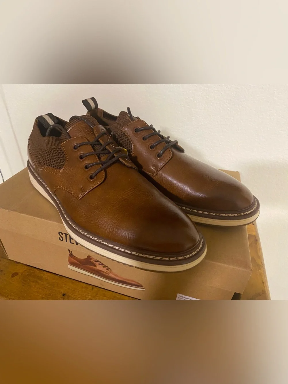 Steve Madden P-Kenson Brown Lace-Up Dress Shoes Men Size 8 NEW
